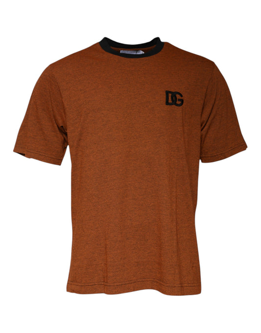 Dolce &amp; Gabbana Brun DG-logo Polyester-T-skjorte med rund hals