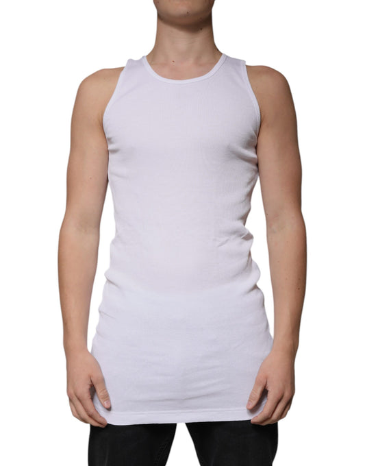 Dolce &amp; Gabbana Hvit bomulls-T-skjorte med ermer og rund hals
