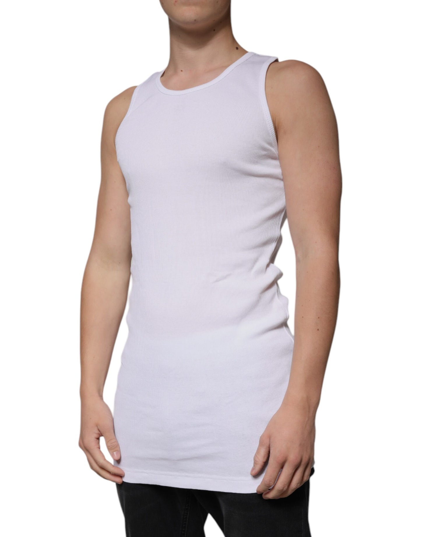 Dolce &amp; Gabbana Hvit bomulls-T-skjorte med ermer og rund hals
