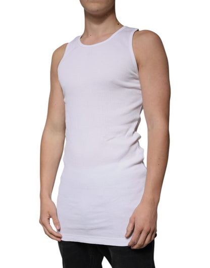 Dolce &amp; Gabbana Hvit bomulls-T-skjorte med ermer og rund hals