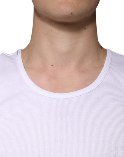 Dolce &amp; Gabbana Hvit bomulls-T-skjorte med ermer og rund hals