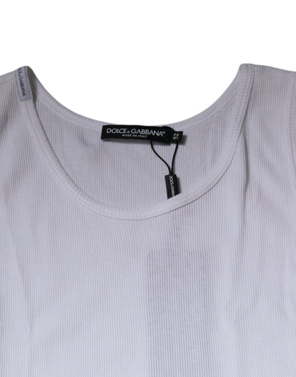 Dolce &amp; Gabbana Hvit bomulls-T-skjorte med ermer og rund hals