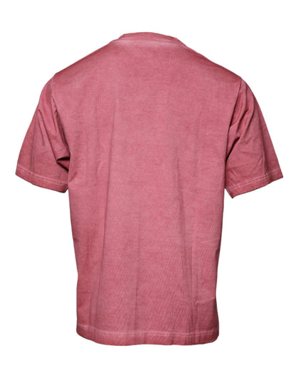 Dolce &amp; Gabbana Rosa Logo Print Bomulls-T-skjorte med rund hals