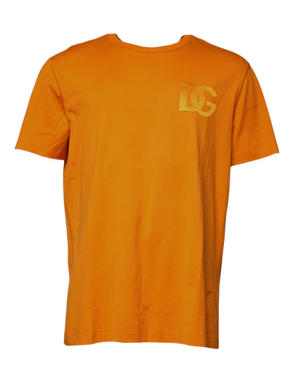 Dolce &amp; Gabbana Oransje Logo Bomulls-T-skjorte med rund hals