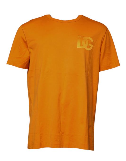 Dolce &amp; Gabbana Oransje Logo Bomulls-T-skjorte med rund hals