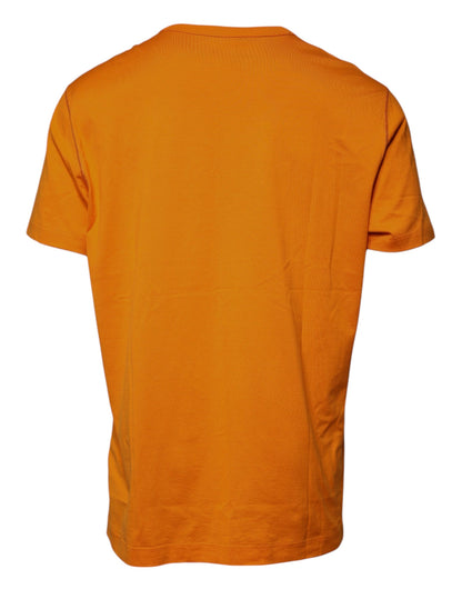 Dolce &amp; Gabbana Oransje Logo Bomulls-T-skjorte med rund hals