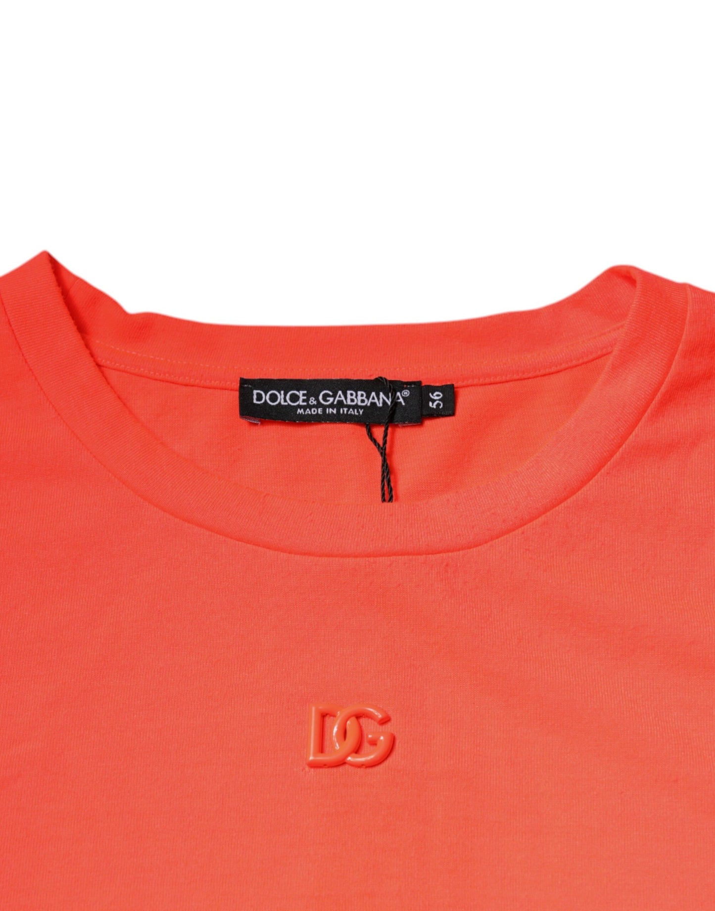 Dolce &amp; Gabbana Oransje Logo Polyester T-skjorte med rund hals