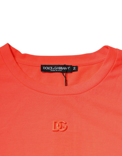 Dolce &amp; Gabbana Oransje Logo Polyester T-skjorte med rund hals
