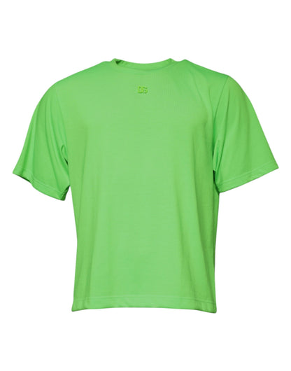 Dolce &amp; Gabbana Grønn Logo Polyester T-skjorte med rund hals