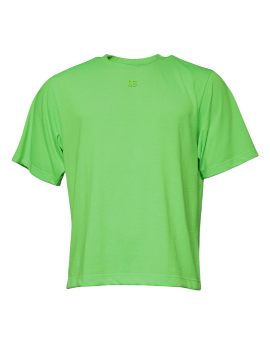 Dolce &amp; Gabbana Grønn Logo Polyester T-skjorte med rund hals