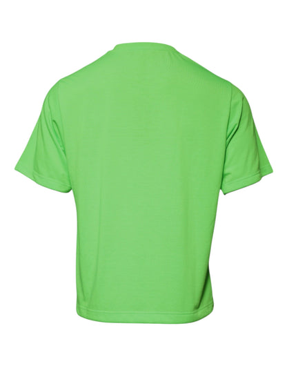 Dolce &amp; Gabbana Grønn Logo Polyester T-skjorte med rund hals