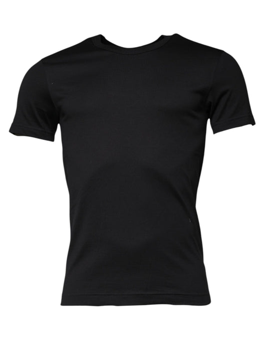 Dolce &amp; Gabbana svart bomulls-T-skjorte med rund hals og korte ermer
