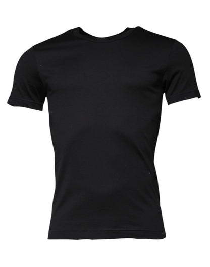 Dolce &amp; Gabbana svart bomulls-T-skjorte med rund hals og korte ermer