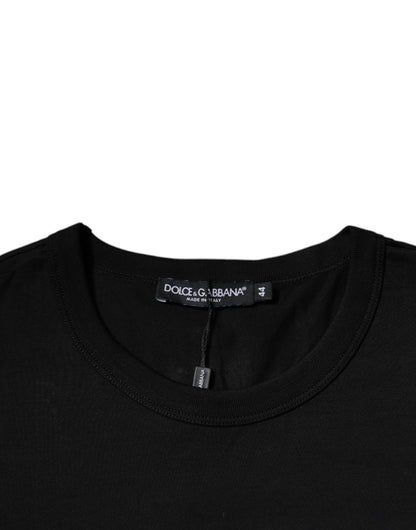 Dolce &amp; Gabbana svart bomulls-T-skjorte med rund hals og korte ermer