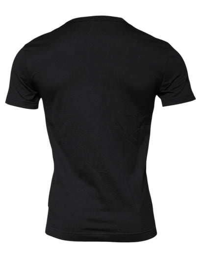 Dolce &amp; Gabbana svart bomulls-T-skjorte med rund hals og korte ermer