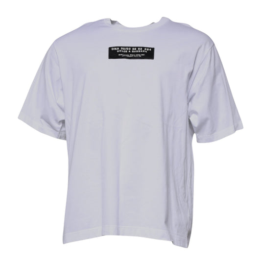 Dolce &amp; Gabbana Hvit Logotrykk Bomulls-T-skjorte med Rund Hals