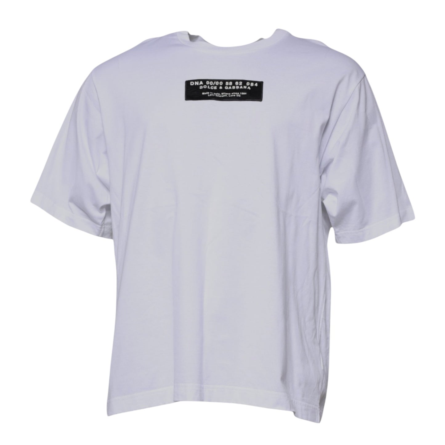 Dolce &amp; Gabbana Hvit Logotrykk Bomulls-T-skjorte med Rund Hals