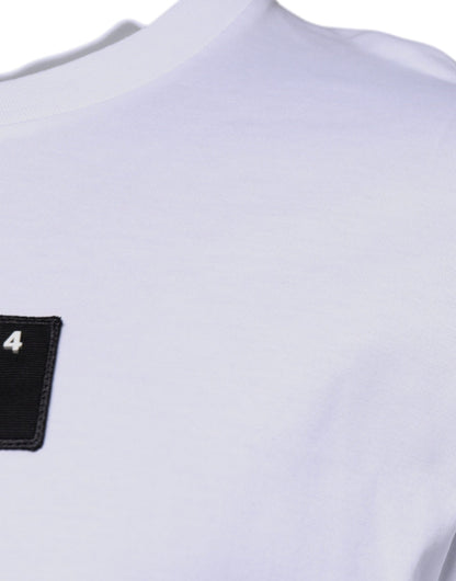 Dolce &amp; Gabbana Hvit Logotrykk Bomulls-T-skjorte med Rund Hals