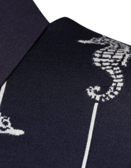 Dolce & Gabbana Dark Blue Sea Horse Collared Polo T-shirt