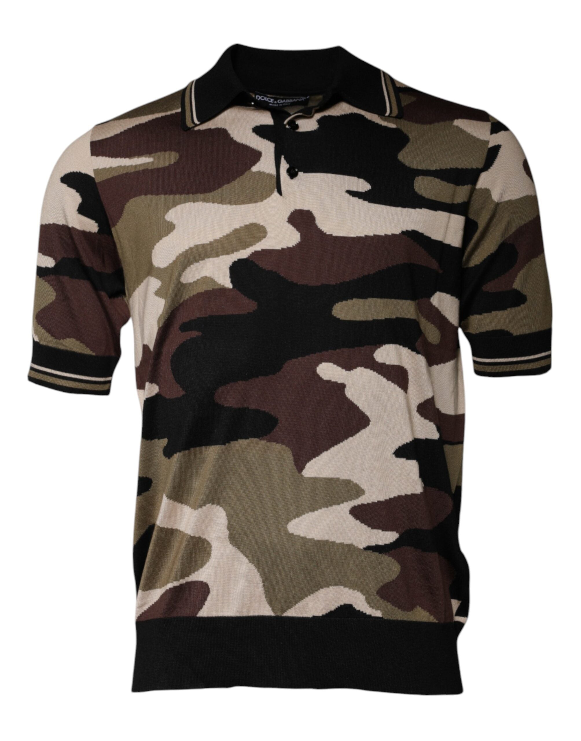 Flerfärgad kamouflagekrage-polo-t-shirt