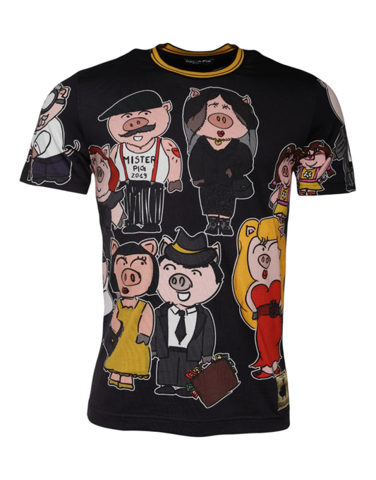 Dolce &amp; Gabbana Svart 2019 Grisens år T-skjorte med rund hals
