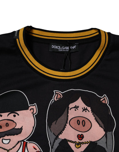 Dolce &amp; Gabbana Svart 2019 Grisens år T-skjorte med rund hals