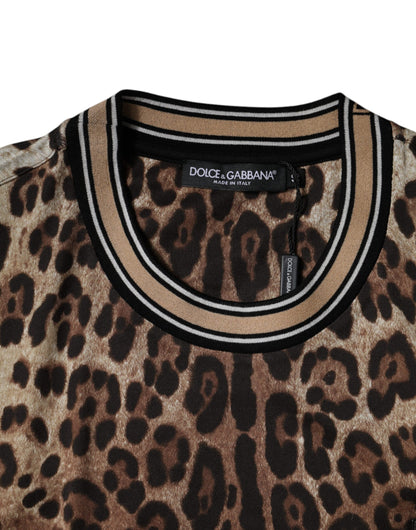 Dolce &amp; Gabbana Brun Leopard Rund Hals Kortermet T-skjorte