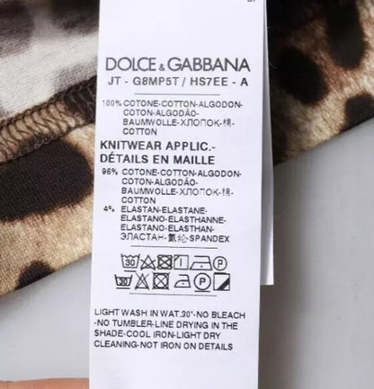 Dolce &amp; Gabbana Brun Leopard Rund Hals Kortermet T-skjorte