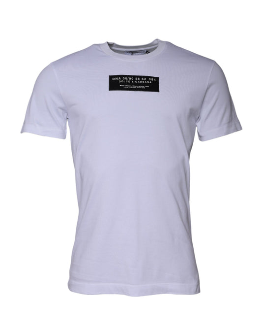 Dolce &amp; Gabbana Hvit Logotrykk Bomulls-T-skjorte med Rund Hals