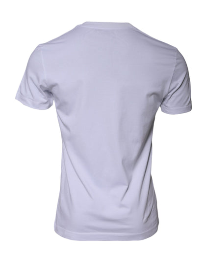 Dolce &amp; Gabbana Hvit Logotrykk Bomulls-T-skjorte med Rund Hals