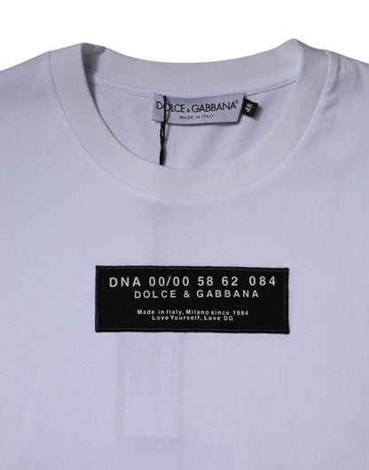 Dolce &amp; Gabbana Hvit Logotrykk Bomulls-T-skjorte med Rund Hals