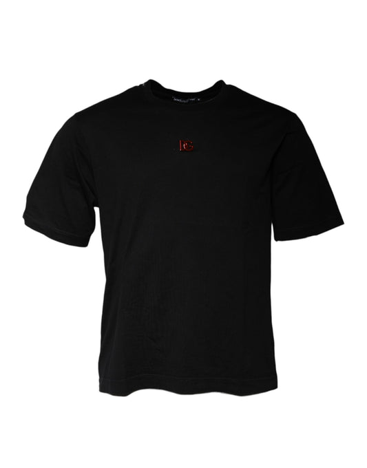 Dolce &amp; Gabbana svart DG-logo t-skjorte med rund hals og korte ermer