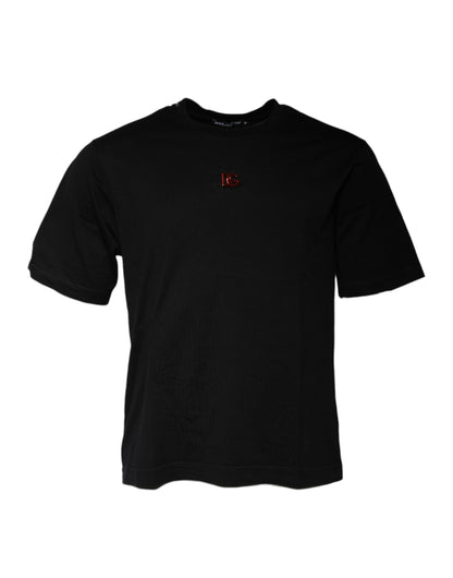 Dolce &amp; Gabbana svart DG-logo t-skjorte med rund hals og korte ermer