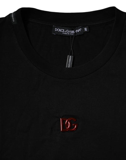 Dolce &amp; Gabbana svart DG-logo t-skjorte med rund hals og korte ermer