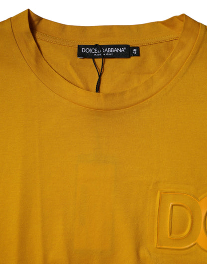 Dolce &amp; Gabbana Mørkegul Logo Rund Hals Kortermet T-skjorte