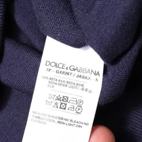 Dolce &amp; Gabbana Marinblå Sidentröja med V-ringning