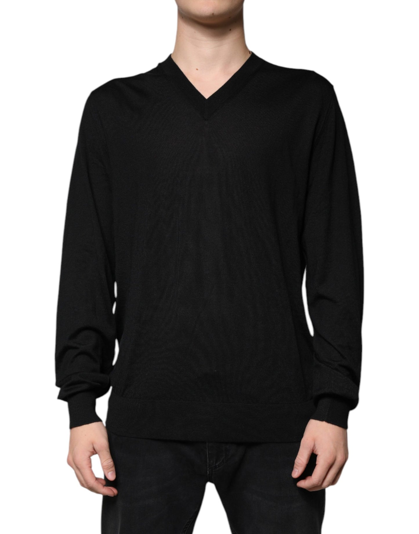 Dolce &amp; Gabbana Svart Kashmir V-ringad Pullovertröja
