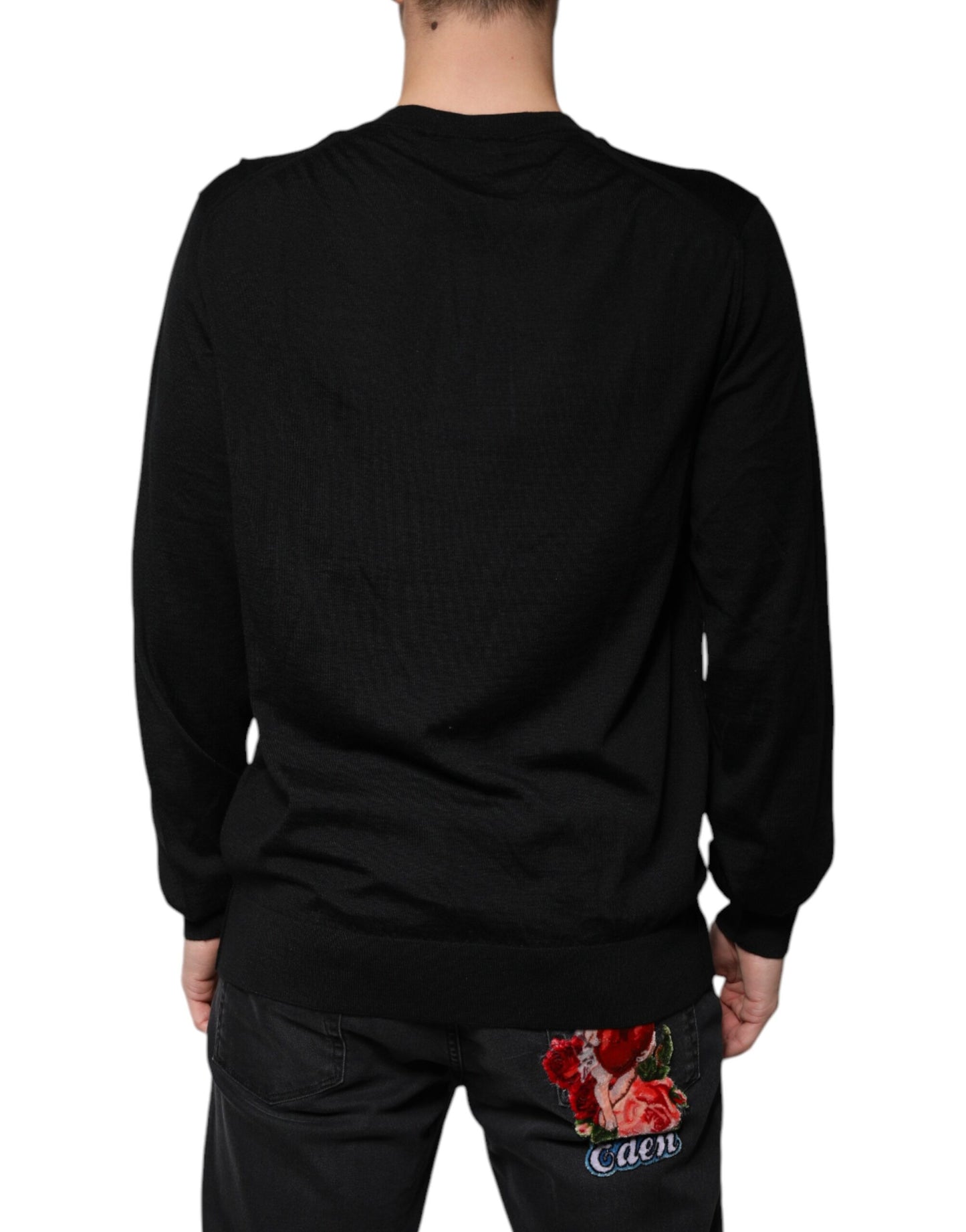 Dolce &amp; Gabbana Svart Kashmir V-ringad Pullovertröja