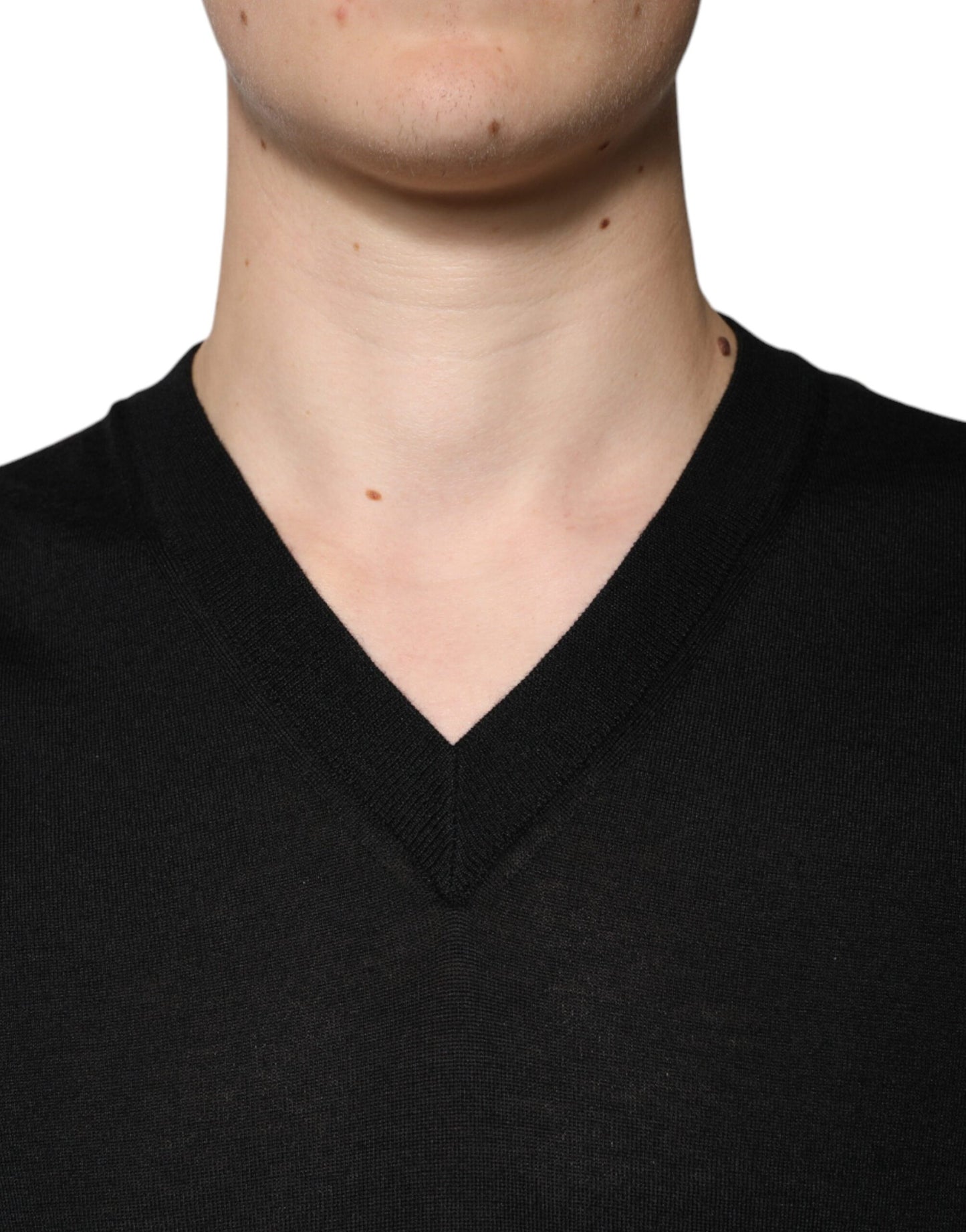 Dolce &amp; Gabbana Svart Kashmir V-ringad Pullovertröja