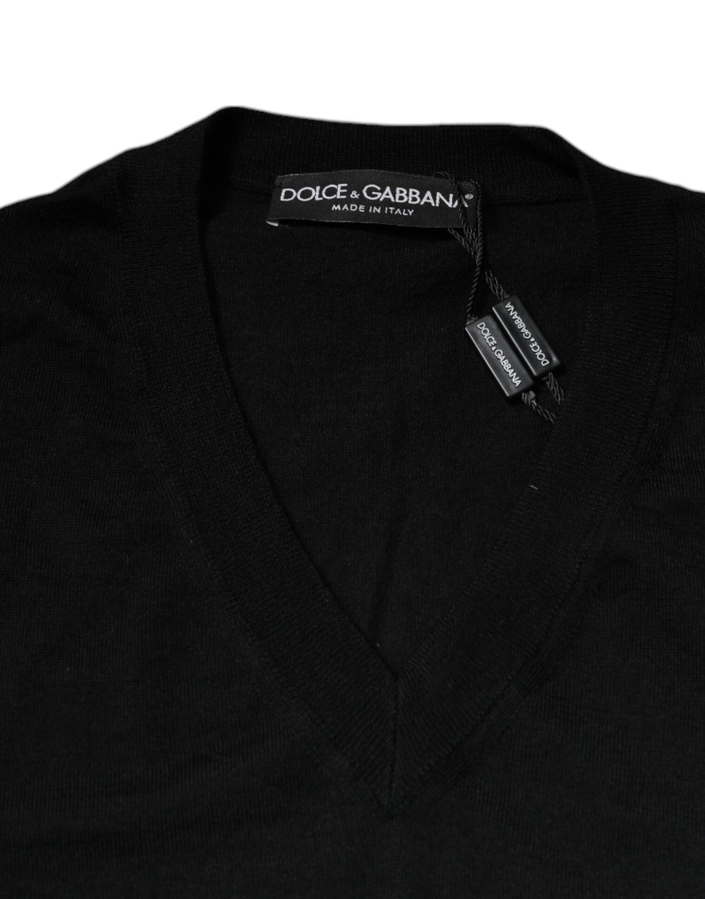 Dolce &amp; Gabbana Svart Kashmir V-ringad Pullovertröja
