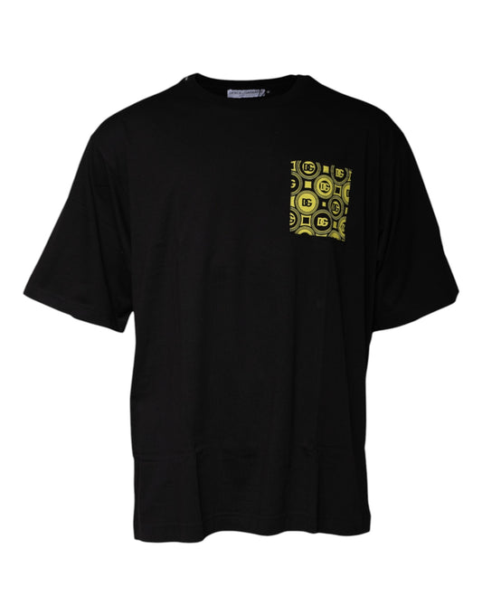 Dolce &amp; Gabbana svart logotrykk bomulls-T-skjorte med korte ermer