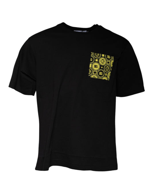 Dolce &amp; Gabbana svart logotrykk bomulls-T-skjorte med korte ermer