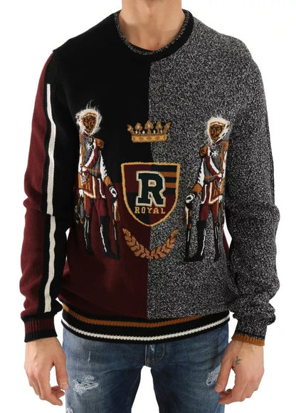 Dolce &amp; Gabbana Flerfärgad KING Knight Monkey Stickad Kashmirtröja i Ull
