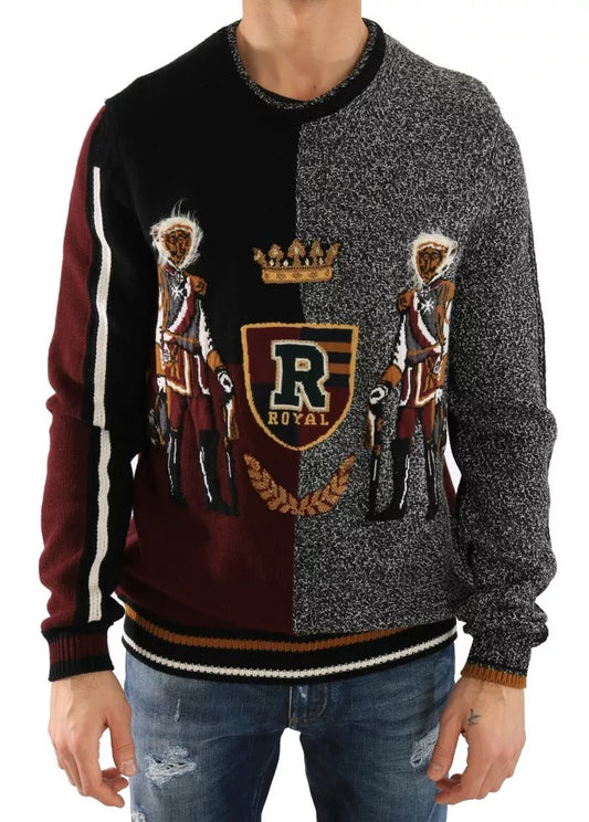 Dolce &amp; Gabbana Flerfärgad KING Knight Monkey Stickad Kashmirtröja i Ull
