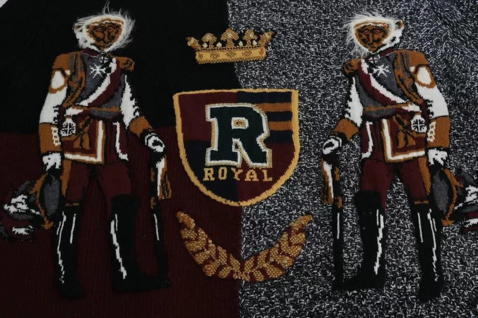 Dolce &amp; Gabbana Flerfärgad KING Knight Monkey Stickad Kashmirtröja i Ull