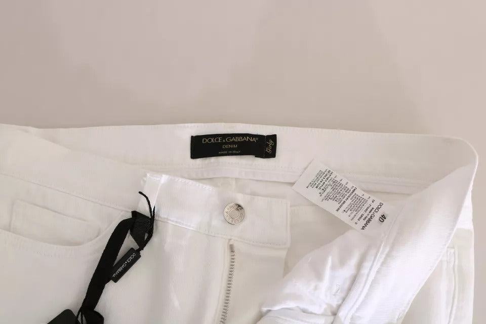 Vita kristallutsmyckade skinny jeans