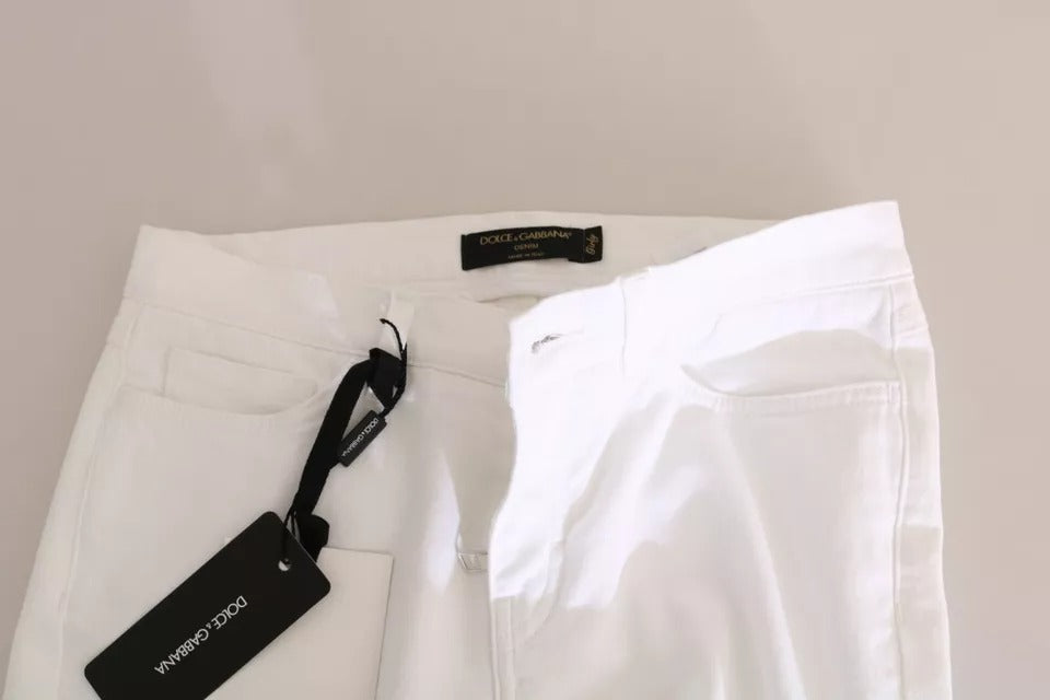 Vita kristallutsmyckade skinny jeans