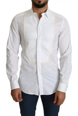 Dolce & Gabbana White Formal Tuxedo Dress GOLD Shirt