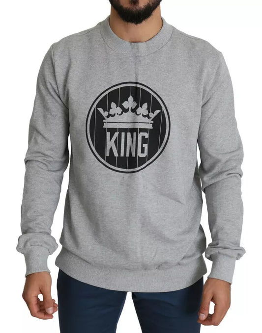 Dolce &amp; Gabbana Grå Crown King Print Bomullströja