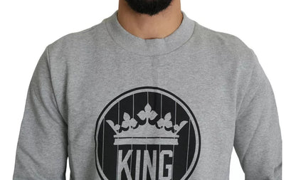 Dolce &amp; Gabbana Grå Crown King Print Bomullströja